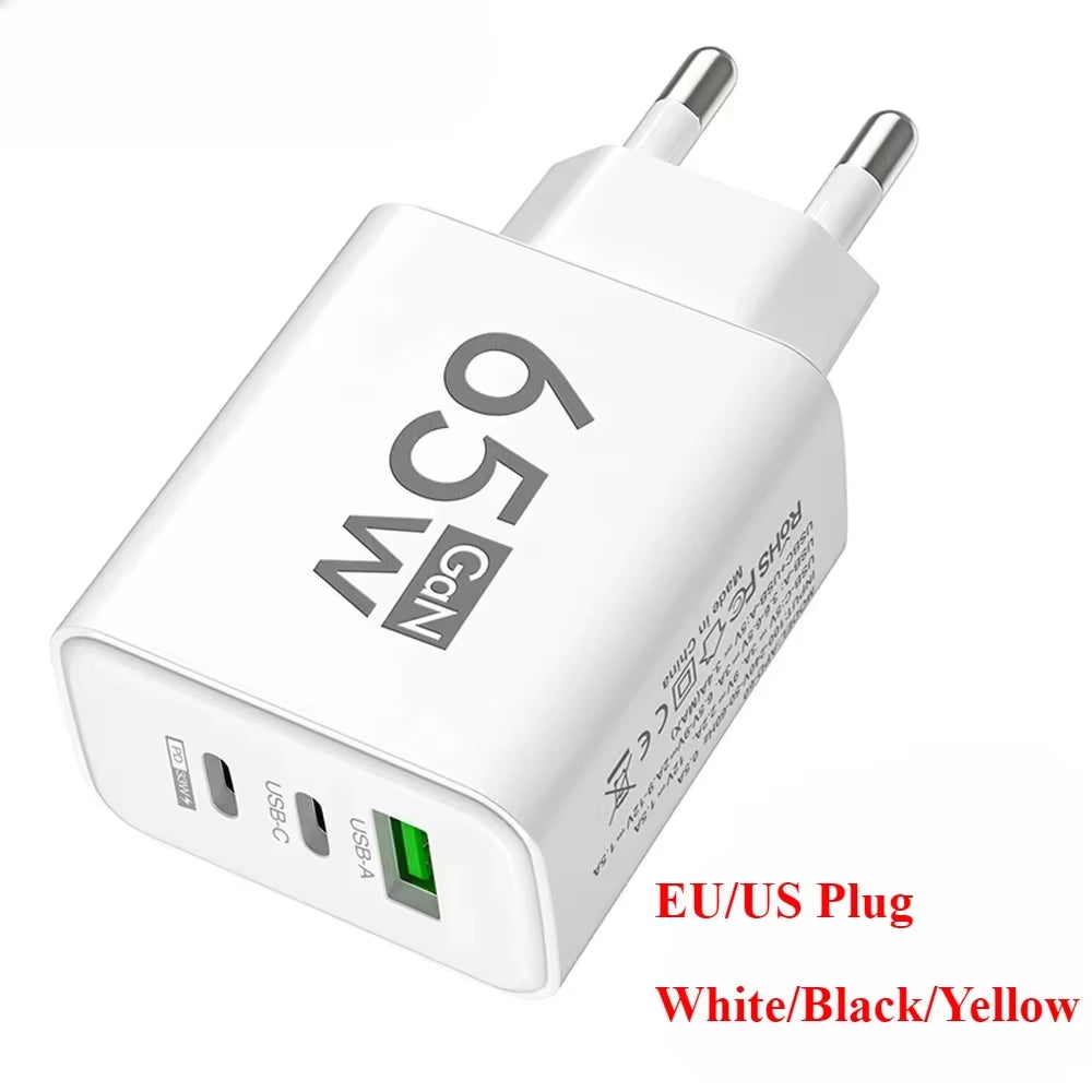 Gan Fast Charging Charger USB PD Type-C Multi-Port Mobile Phone Adapter for Iphone 15 Pro Max Samsung Xiaomi Huawei